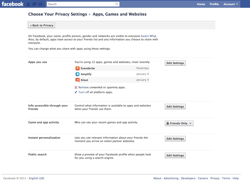 Facebook Privacy Settings