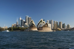 The Sydney Opera House viewed from the water with the city skyline behind taken and uploaded by Matthew Field http://www.mattfield.com